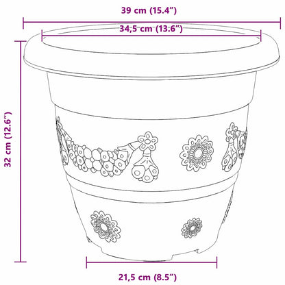 Round Flower Pot 6 pcs Brick Red Ø 39 x 32 cm Plastic