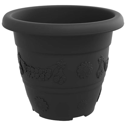 Round Flower Pot 6 pcs Black Ø 22 x 18 cm Plastic