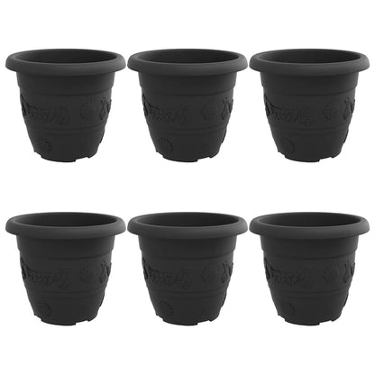 Round Flower Pot 6 pcs Black Ø 30 x 25 cm Plastic