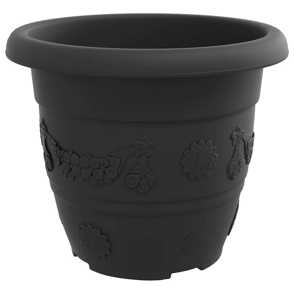 Round Flower Pot 6 pcs Black Ø 30 x 25 cm Plastic
