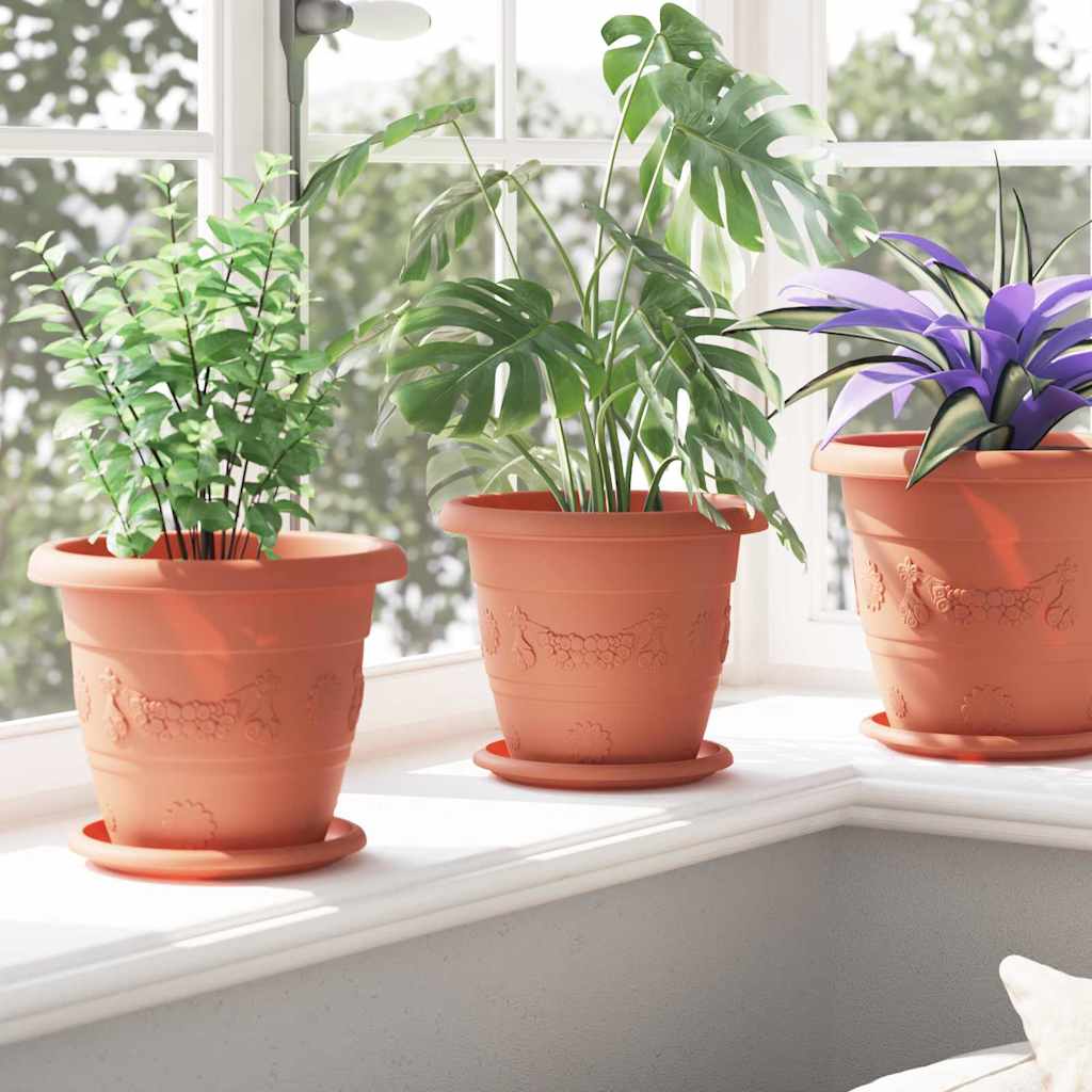 Round Flower Pot 24 pcs Brick Red Ø 22 x 18 cm Plastic