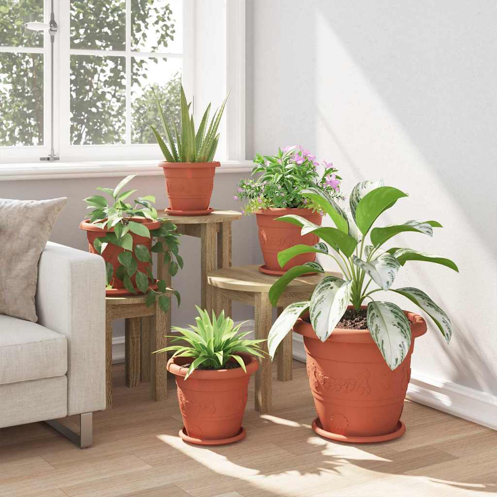 Round Flower Pot 24 pcs Brick Red Ø 26 x 21.5 cm Plastic