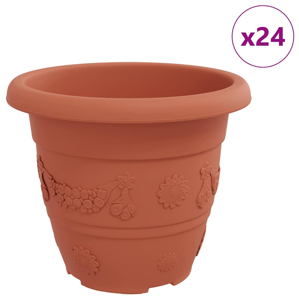 Round Flower Pot 24 pcs Brick Red Ø 26 x 21.5 cm Plastic