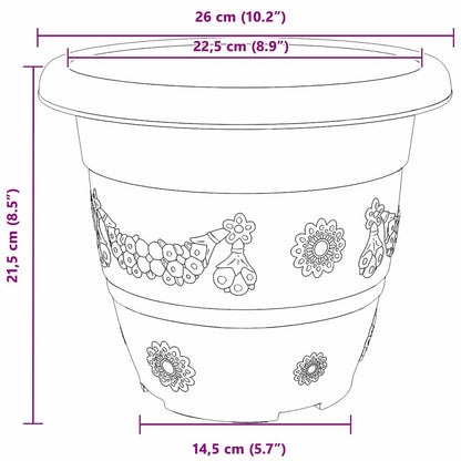 Round Flower Pot 24 pcs Brick Red Ø 26 x 21.5 cm Plastic
