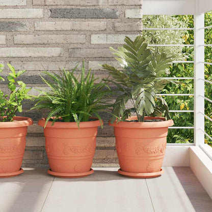 Round Flower Pot 24 pcs Brick Red Ø 30 x 25 cm Plastic