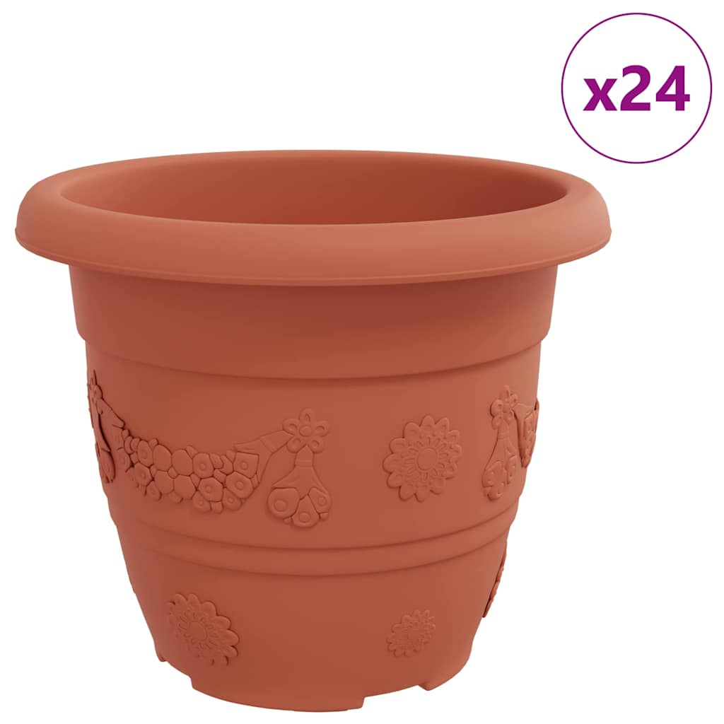 Round Flower Pot 24 pcs Brick Red Ø 30 x 25 cm Plastic