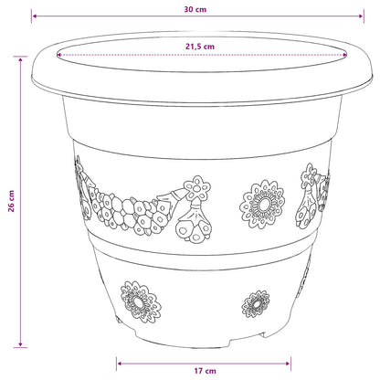 Round Flower Pot 24 pcs Brick Red Ø 30 x 25 cm Plastic