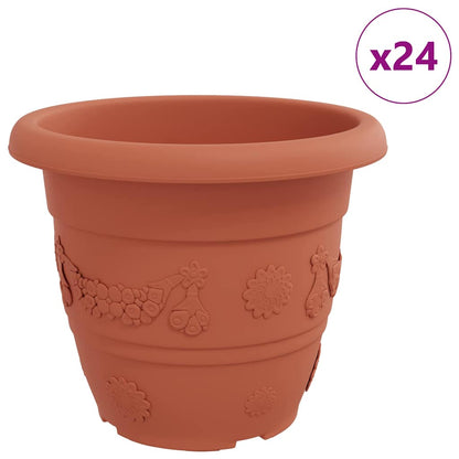 Round Flower Pot 24 pcs Brick Red Ø 34 x 28 cm Plastic