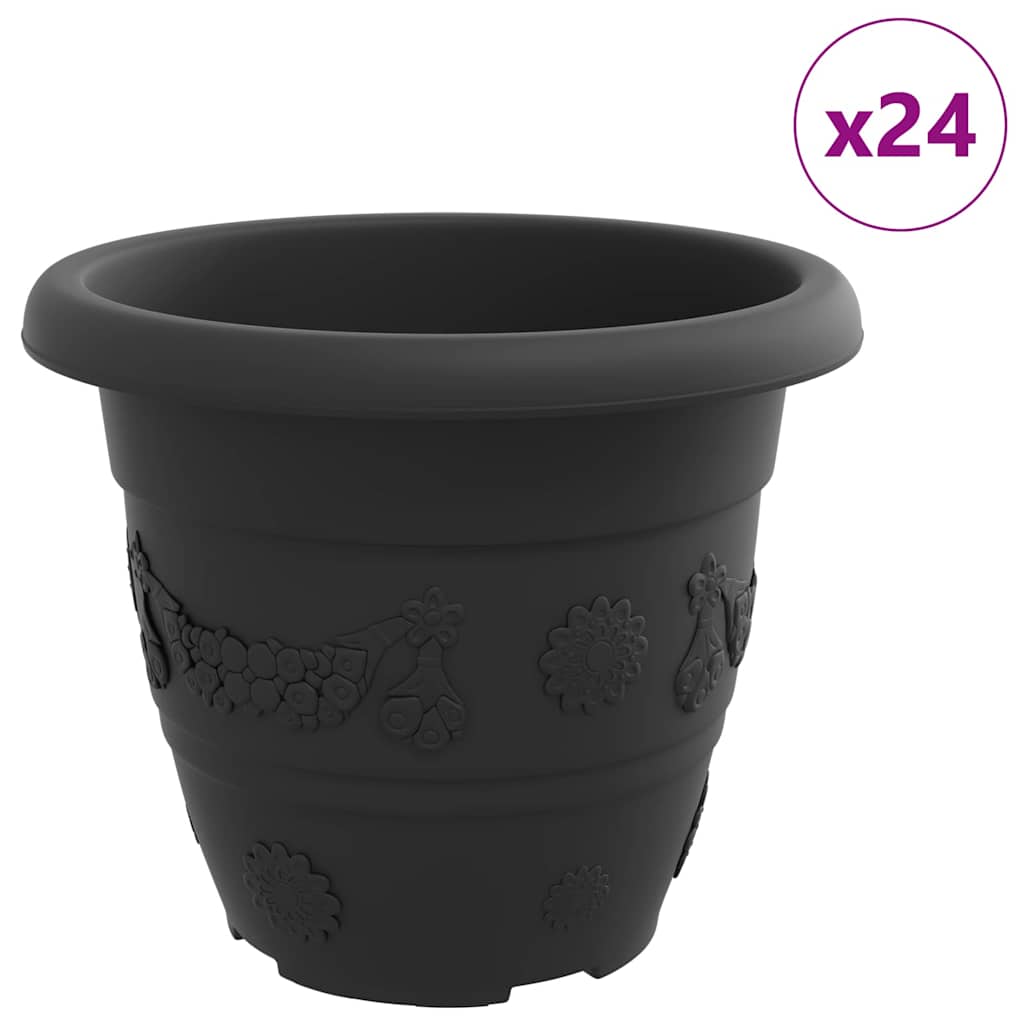 Round Flower Pot 24 pcs Black Ø 26 x 21.5 cm Plastic
