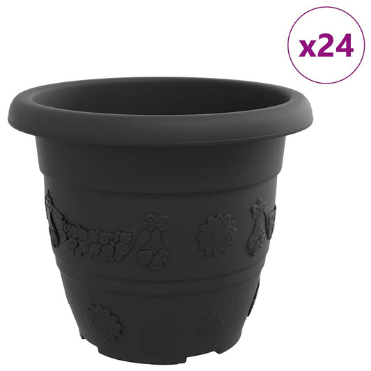 Round Flower Pot 24 pcs Black Ø 30 x 25 cm Plastic