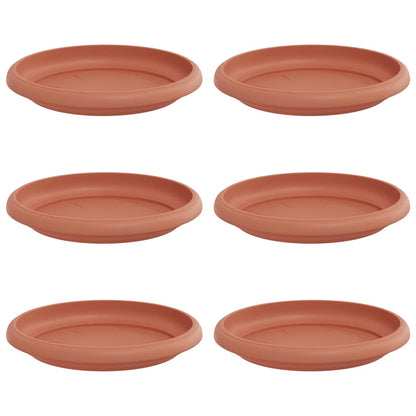 Round Flower Tray 6 pcs Brick Red Ø 14 x 2 cm Plastic