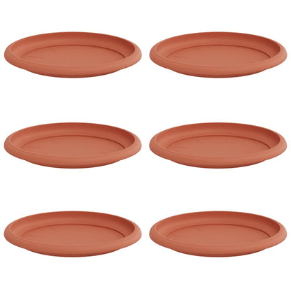 Round Flower Tray 6 pcs Brick Red Ø 17.5 x 2 cm Plastic