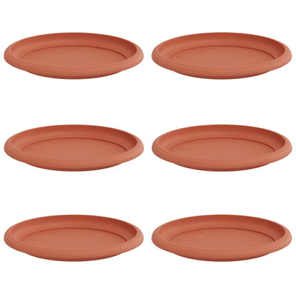 Round Flower Tray 6 pcs Brick Red Ø 19 x 2 cm Plastic