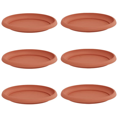 Round Flower Tray 6 pcs Brick Red Ø 21.5 x 2.5 cm Plastic