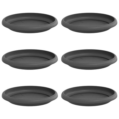 Round Flower Tray 6 pcs Black Ø 14 x 2 cm Plastic