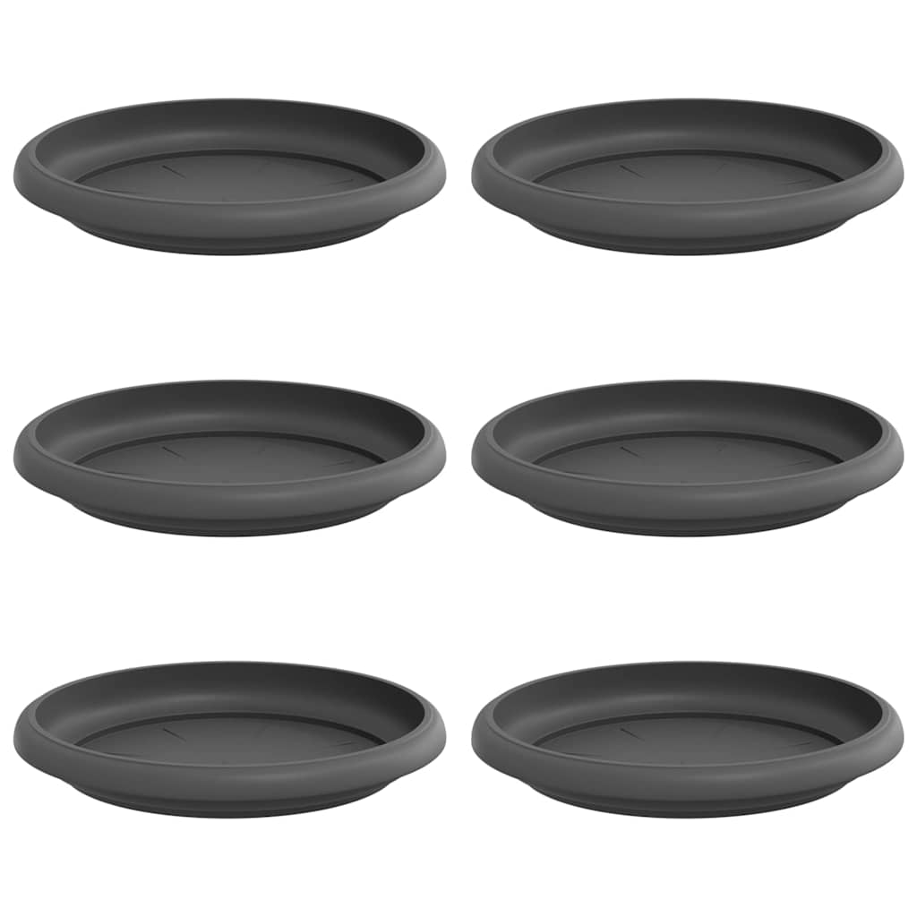 Round Flower Tray 6 pcs Black Ø 15.5 x 2 cm Plastic