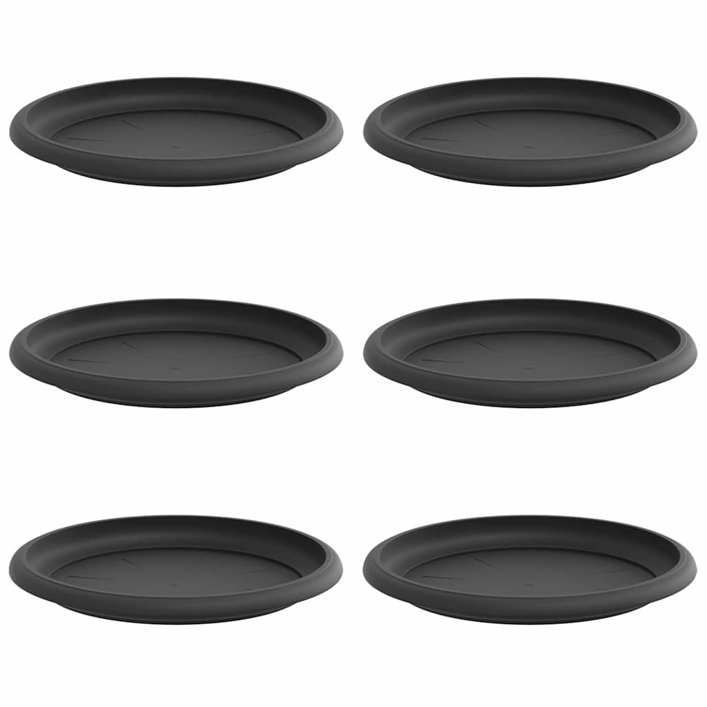Round Flower Tray 6 pcs Black Ø 17.5 x 2 cm Plastic