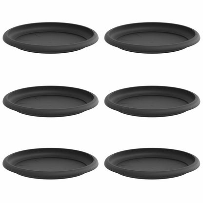 Round Flower Tray 6 pcs Black Ø 17.5 x 2 cm Plastic