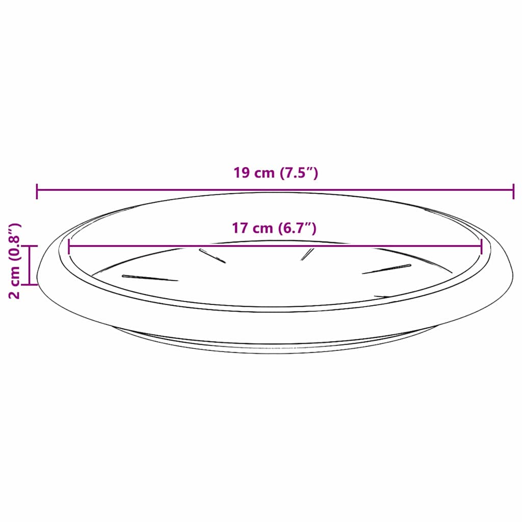 Round Flower Tray 6 pcs Black Ø 19 x 2 cm Plastic