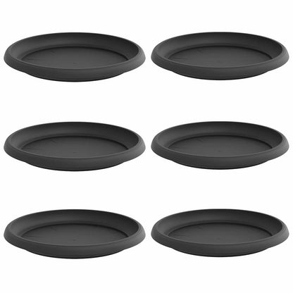 Round Flower Tray 6 pcs Black Ø 21.5 x 2.5 cm Plastic