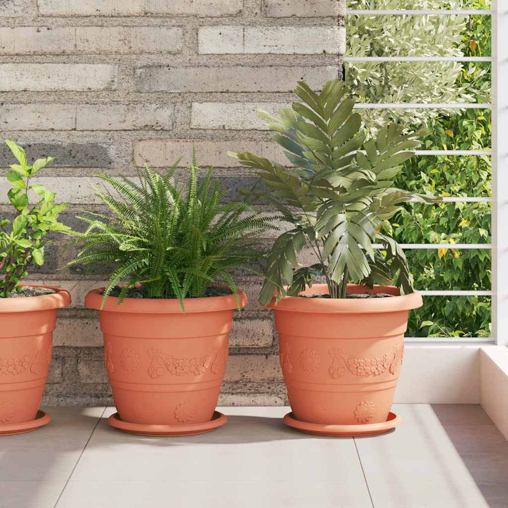 Round Flower Tray 24 pcs Brick Red Ø 19 x 2 cm Plastic