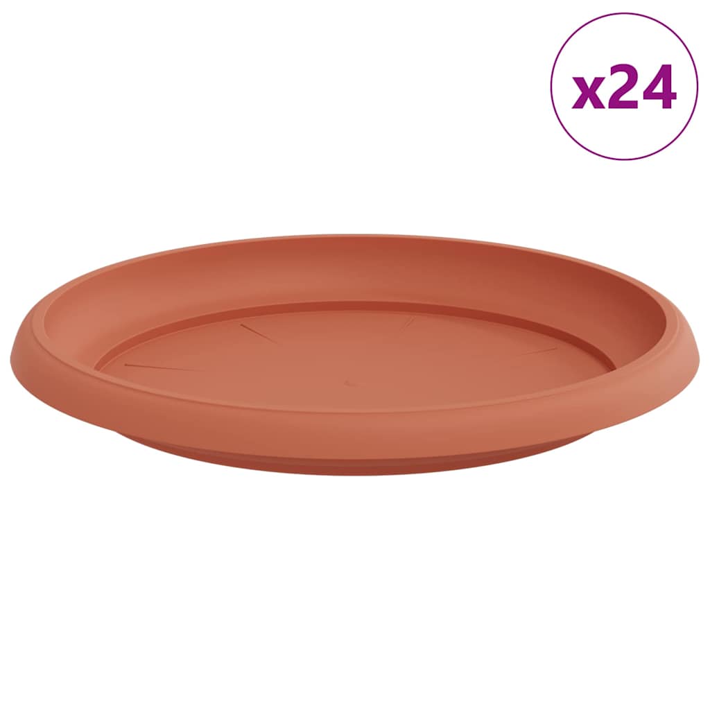 Round Flower Tray 24 pcs Brick Red Ø 21.5 x 2.5 cm Plastic