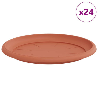 Round Flower Tray 24 pcs Brick Red Ø 27 x 2.5 cm Plastic