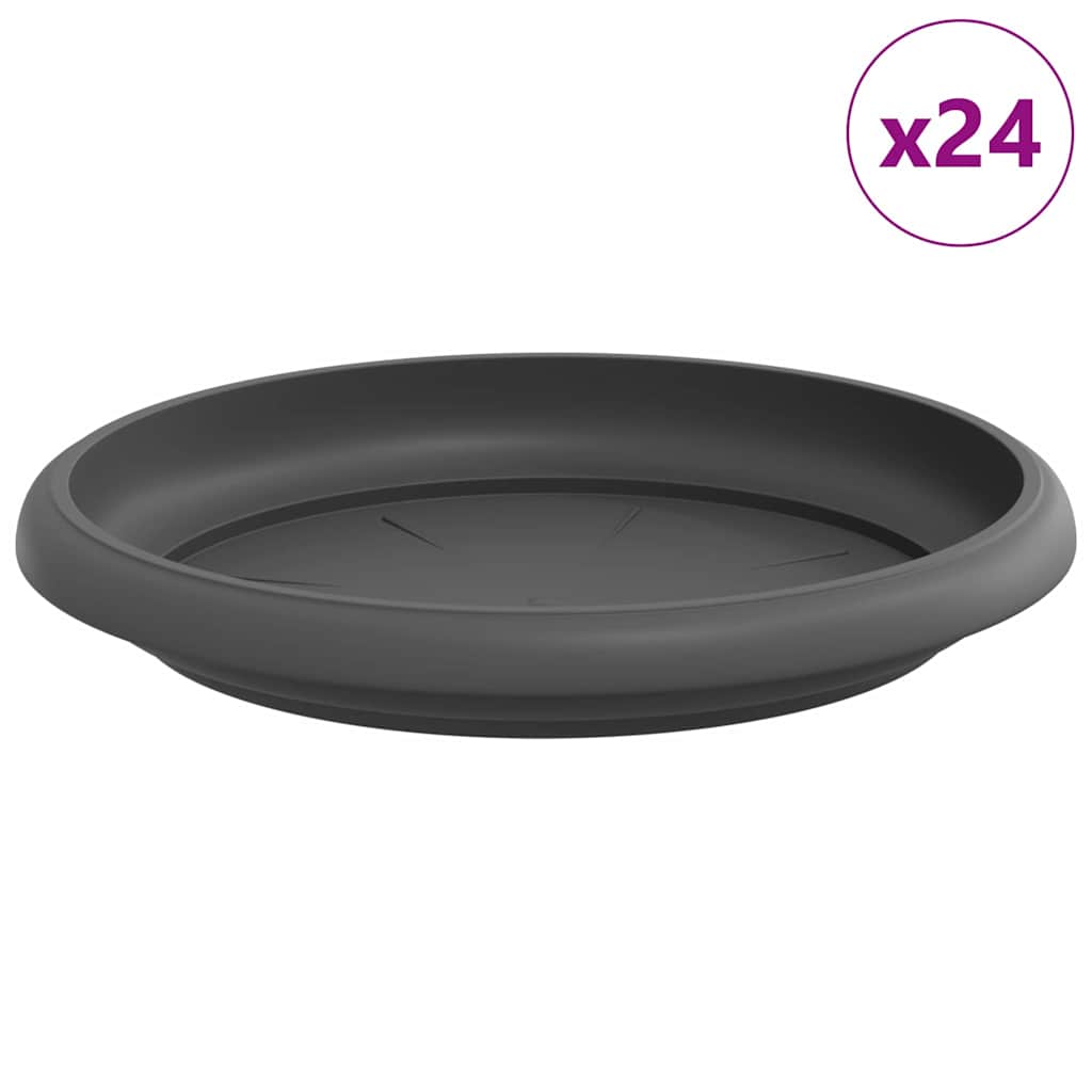 Round Flower Tray 24 pcs Black Ø 15.5 x 2 cm Plastic