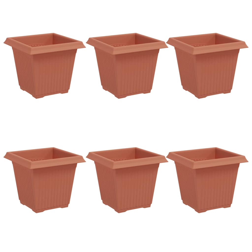 Square Flower Pot 6 pcs Brick Red 16 x 16 x 14 cm Plastic