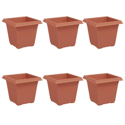 Square Flower Pot 6 pcs Brick Red 16 x 16 x 14 cm Plastic