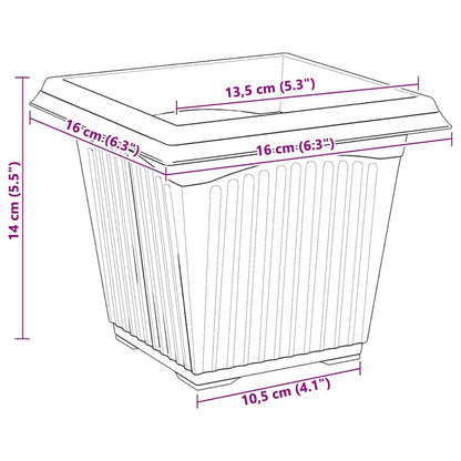 Square Flower Pot 6 pcs Brick Red 16 x 16 x 14 cm Plastic