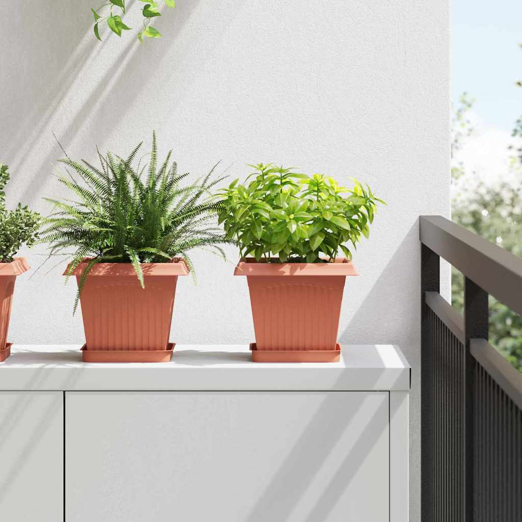 Square Flower Pot 6 pcs Brick Red 20 x 20 x 16 cm Plastic