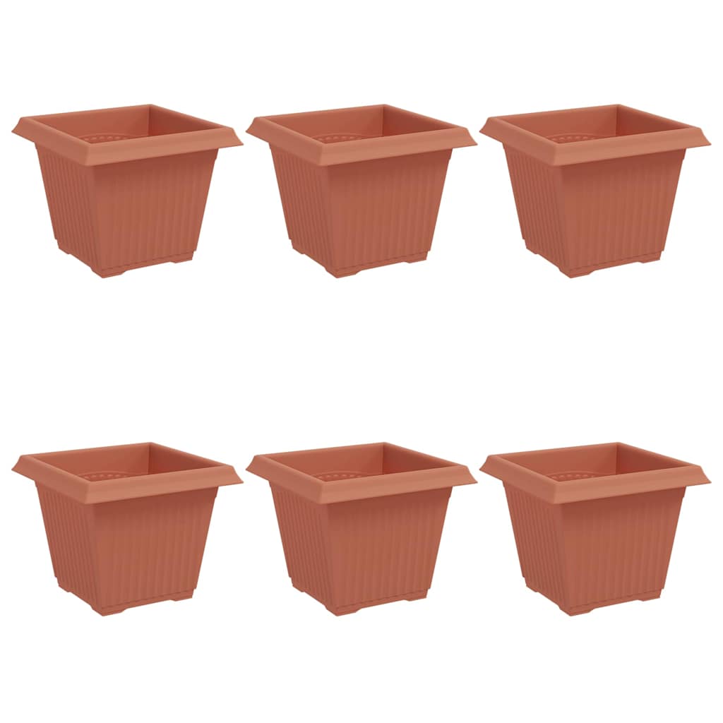 Square Flower Pot 6 pcs Brick Red 20 x 20 x 16 cm Plastic