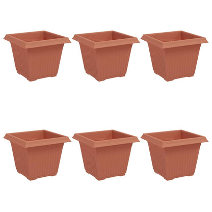 Square Flower Pot 6 pcs Brick Red 20 x 20 x 16 cm Plastic