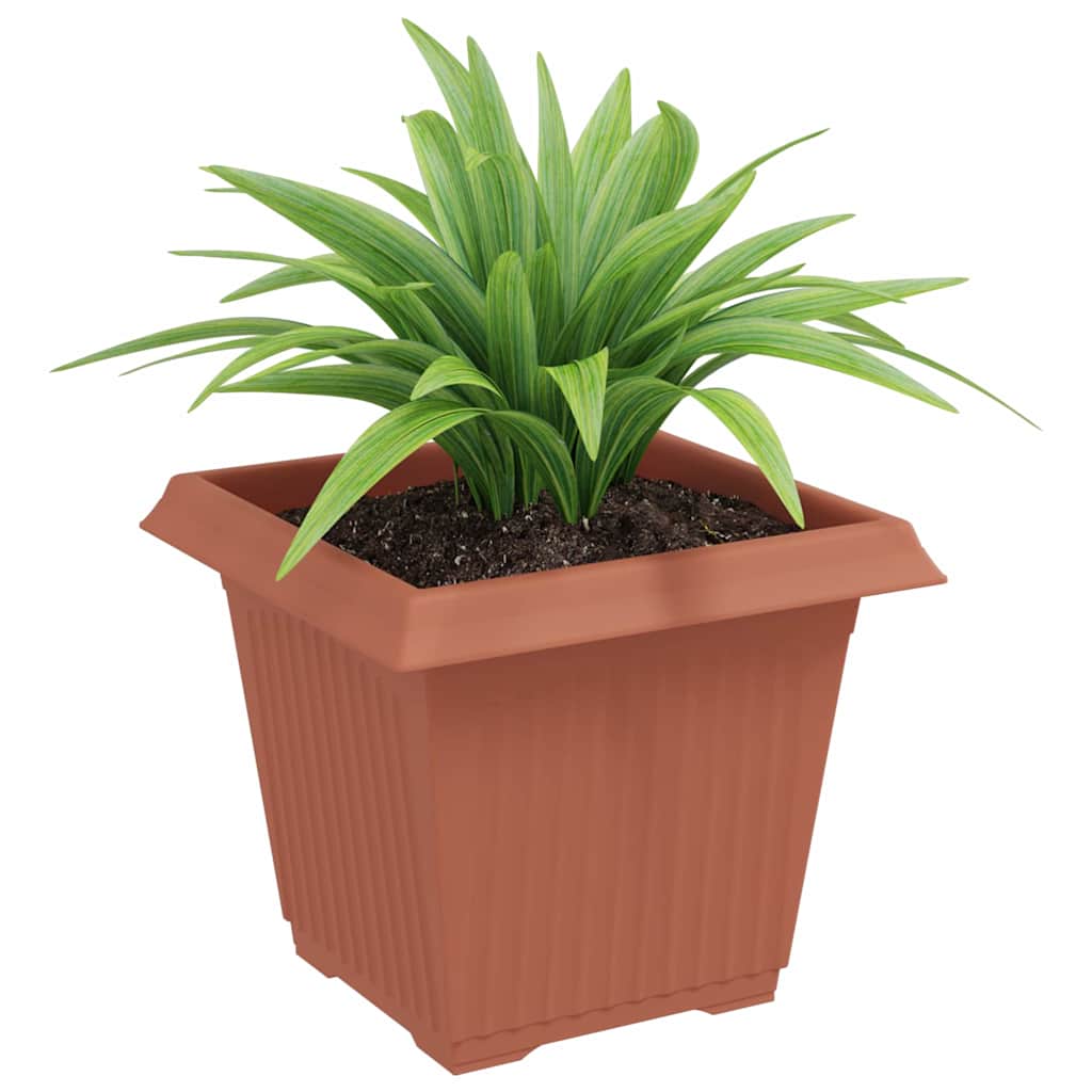 Square Flower Pot 6 pcs Brick Red 20 x 20 x 16 cm Plastic