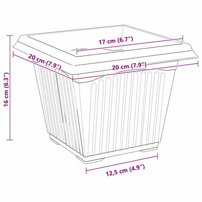 Square Flower Pot 6 pcs Brick Red 20 x 20 x 16 cm Plastic