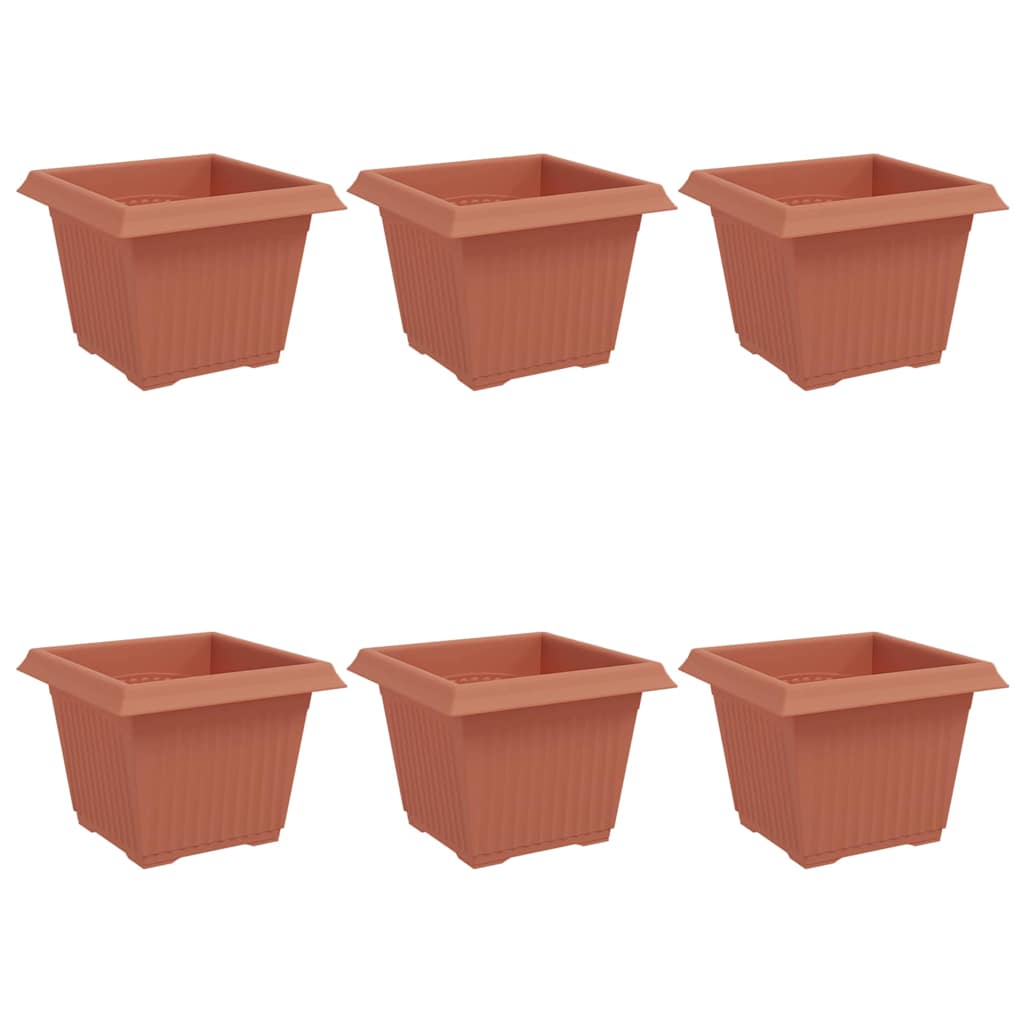 Square Flower Pot 6 pcs Brick Red 23 x 23 x 17.5 cm Plastic