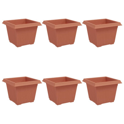 Square Flower Pot 6 pcs Brick Red 23 x 23 x 17.5 cm Plastic