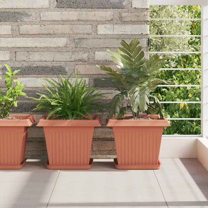 Square Flower Pot 6 pcs Brick Red 28.5 x 28.5 x 22 cm Plastic