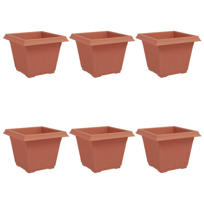 Square Flower Pot 6 pcs Brick Red 28.5 x 28.5 x 22 cm Plastic