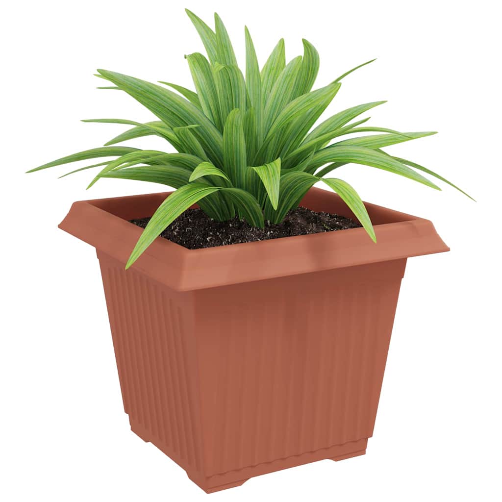 Square Flower Pot 6 pcs Brick Red 28.5 x 28.5 x 22 cm Plastic
