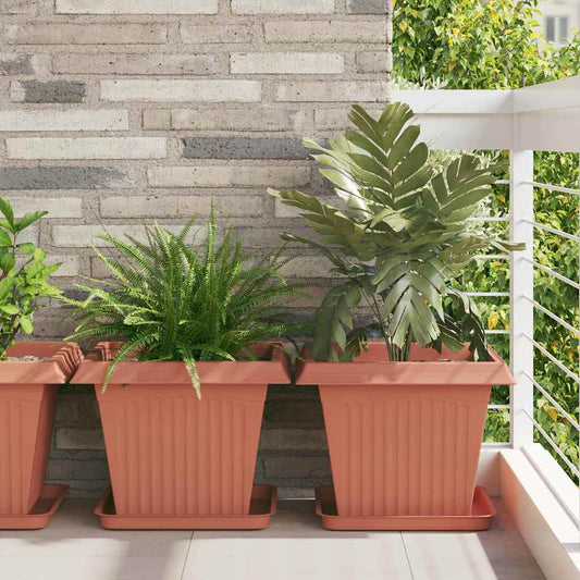 Square Flower Pot 6 pcs Brick Red 43 x 43 x 33.5 cm Plastic