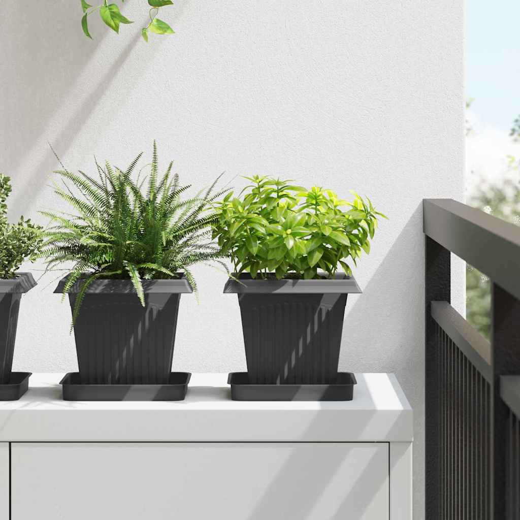 Square Flower Pot 6 pcs Black 16 x 16 x 14 cm Plastic