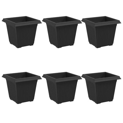 Square Flower Pot 6 pcs Black 16 x 16 x 14 cm Plastic