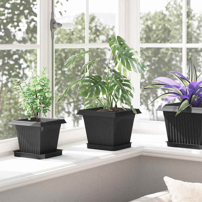 Square Flower Pot 6 pcs Black 20 x 20 x 16 cm Plastic