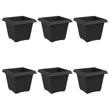 Square Flower Pot 6 pcs Black 20 x 20 x 16 cm Plastic