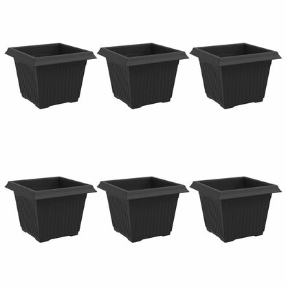 Square Flower Pot 6 pcs Black 23 x 23 x 17.5 cm Plastic