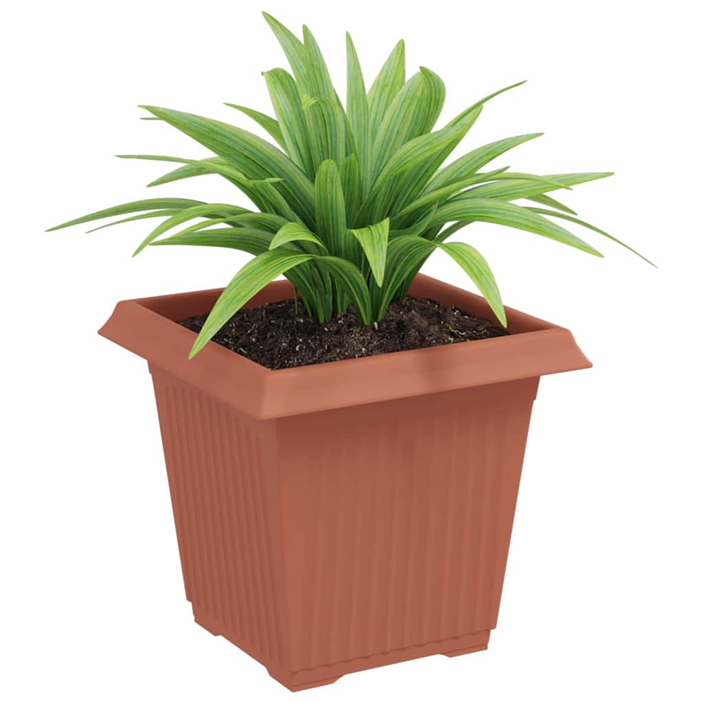 Square Flower Pot 24 pcs Brick Red 16 x 16 x 14 cm Plastic