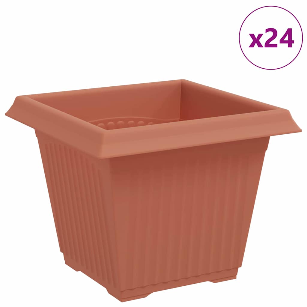 Square Flower Pot 24 pcs Brick Red 20 x 20 x 16 cm Plastic