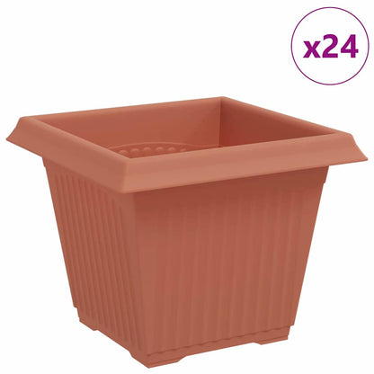 Square Flower Pot 24 pcs Brick Red 20 x 20 x 16 cm Plastic